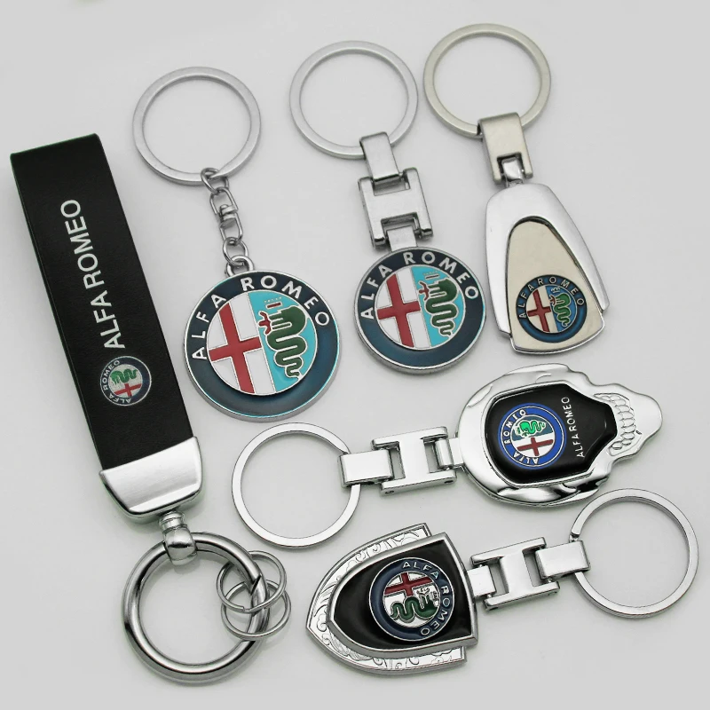 Car Keychain Key Leather Holder Festival Gift Auto Accessories Badge For Alfa Romeo Sportiva Tonale Giulietta 157 166 GT Stelvio