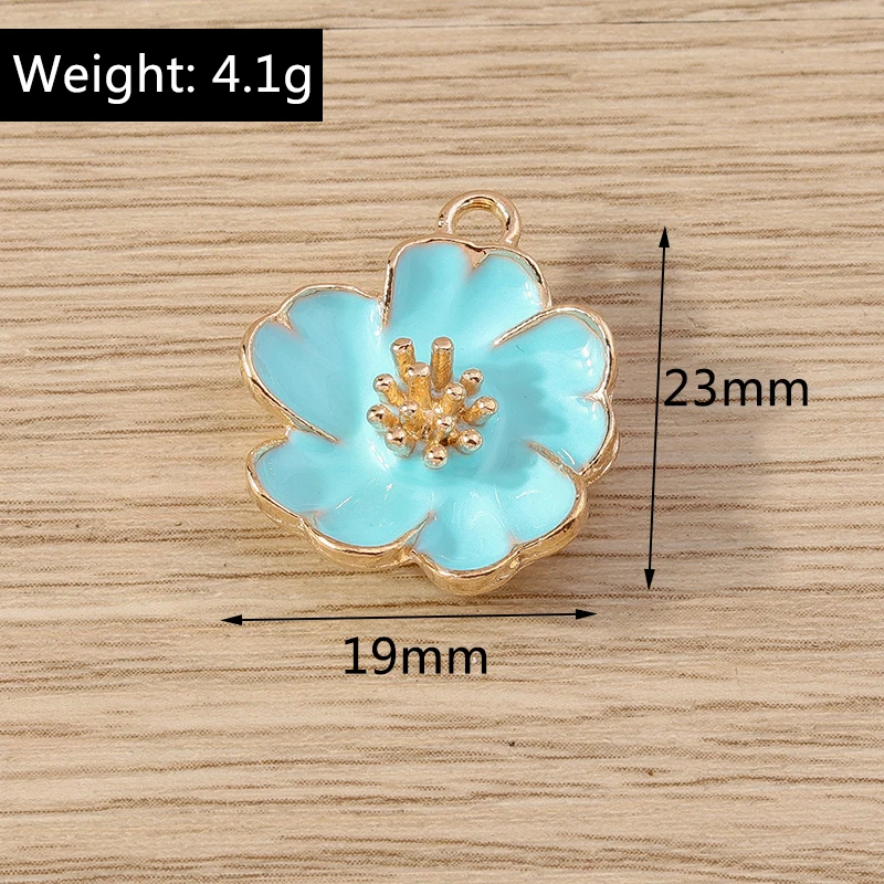 Tusember 10 Stück 19*23mm Niedliche Bunte Blumen-Anhänger für Schmuckherstellung Handgemachte Ohrringe Halskette DIY Modeschmuck – Detail 1