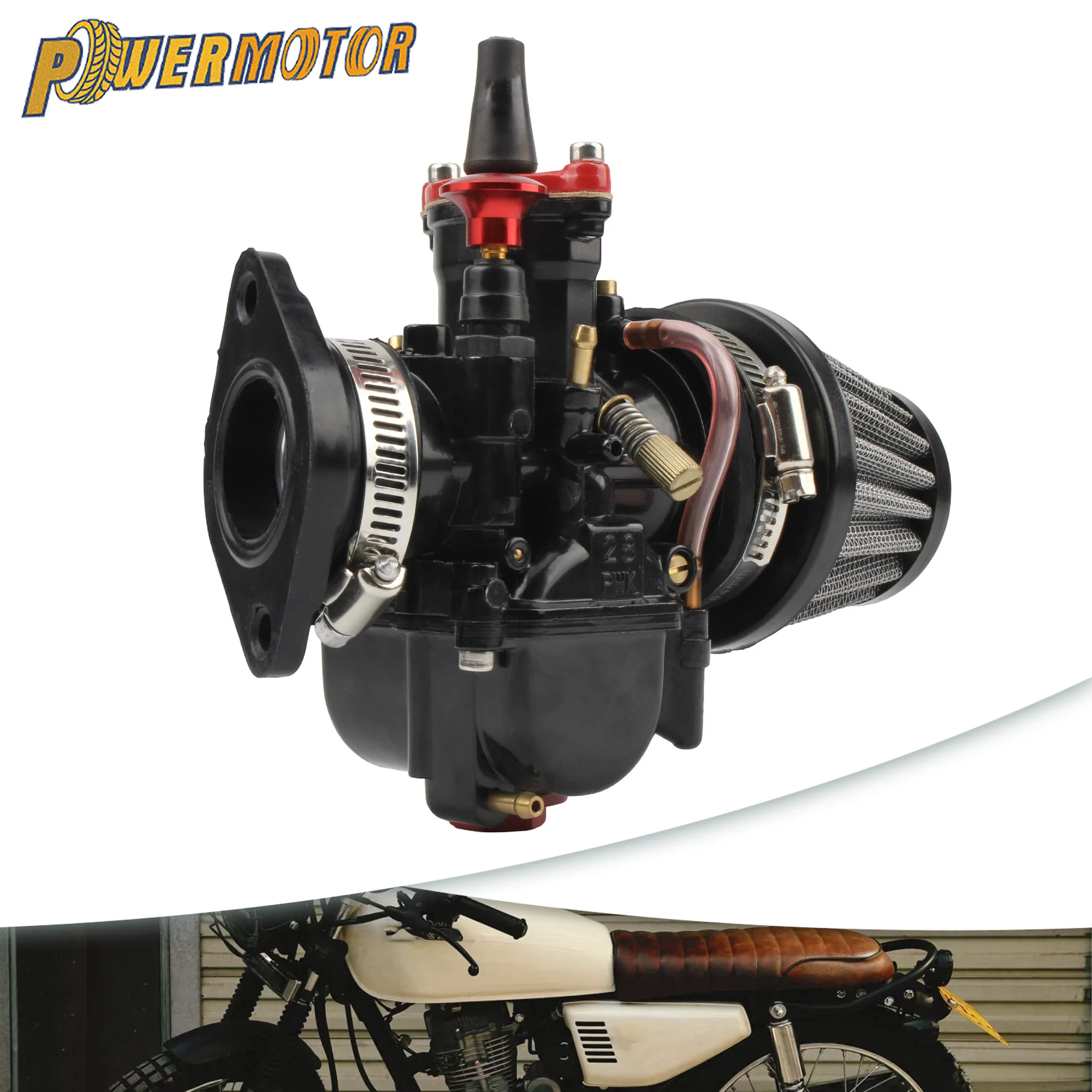 

Motorcycle 28mm 30mm Carburetor with Intake Manifold Air Filter For Mikuni PWK 28 30 Carb Power Jet Motocross ATV Modification