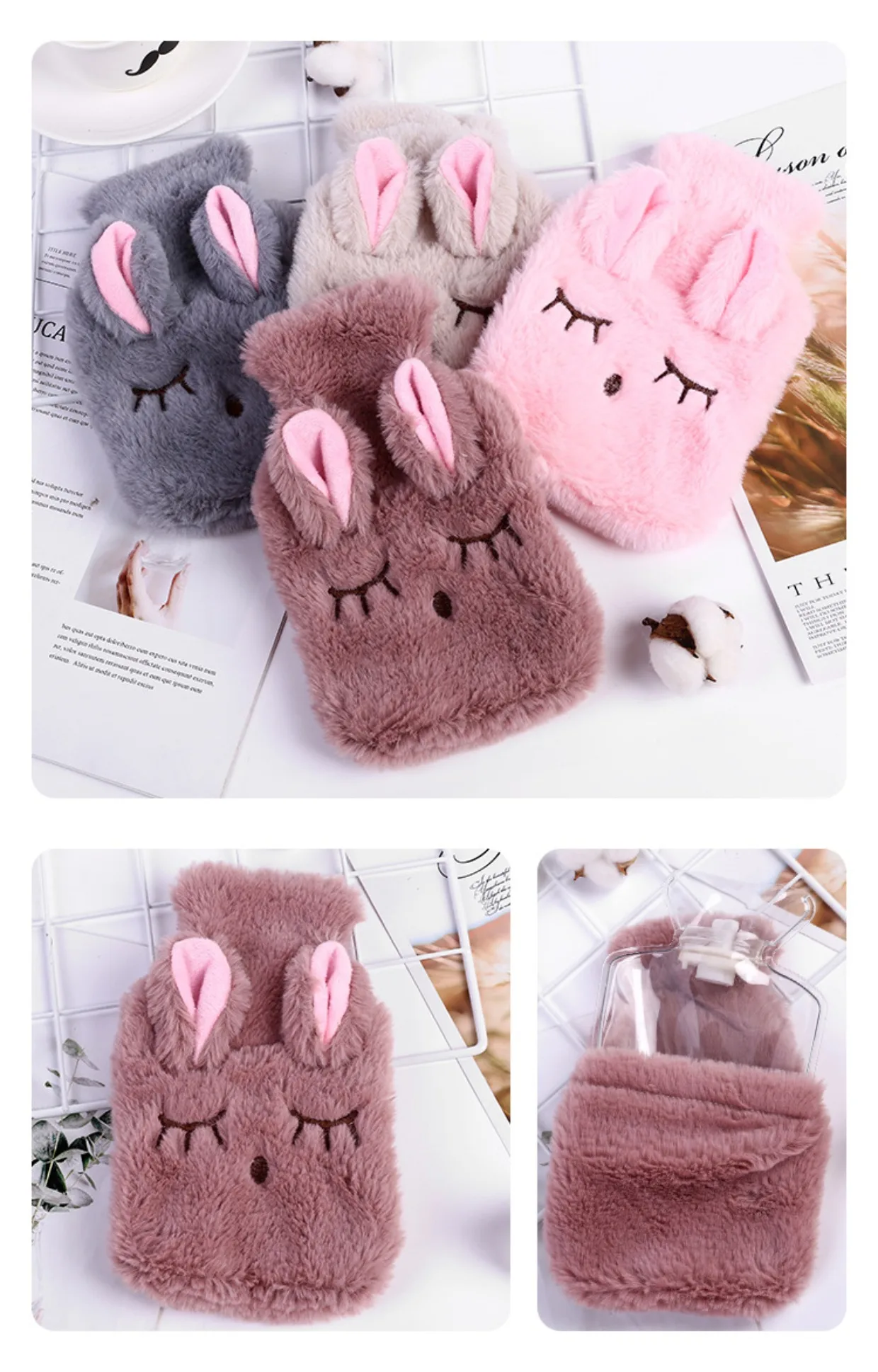 

Winter cartoon Warm hands Warm reusable PVC pressure pain relief treatment hot water bag with super cute cute animal water bag