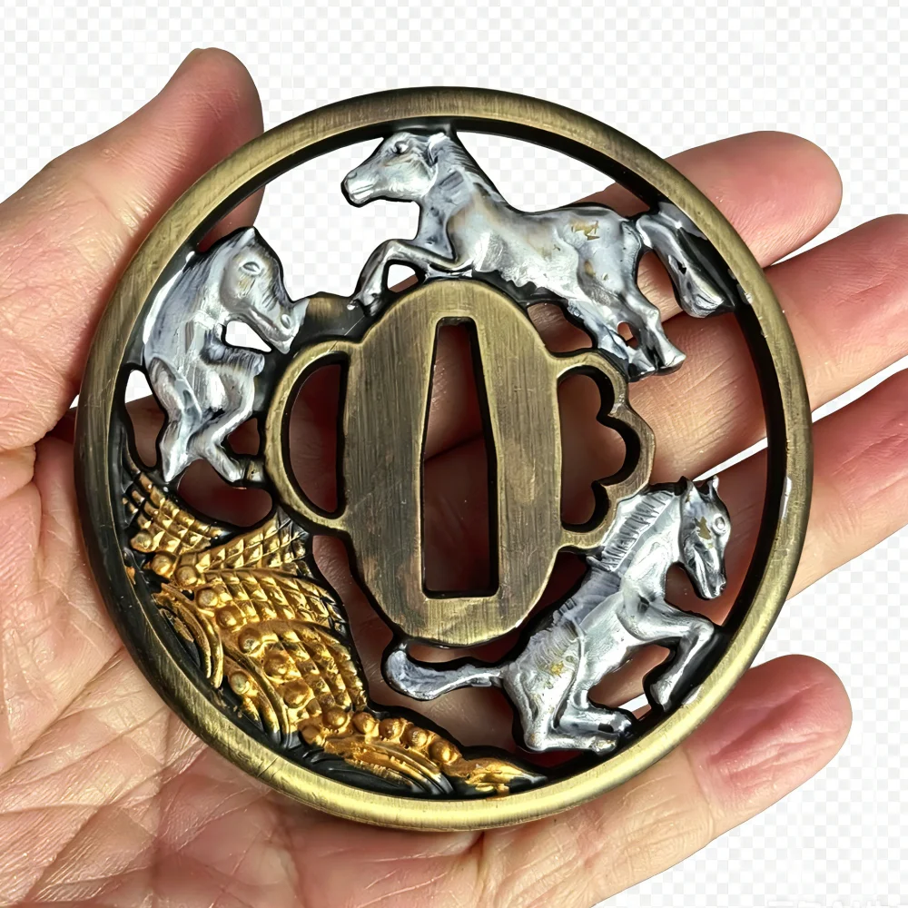 Horse Theme Tsuba For Japanese Sword Samurai Katana Wakizashi Katana Knife Beautiful Alloy Fittings