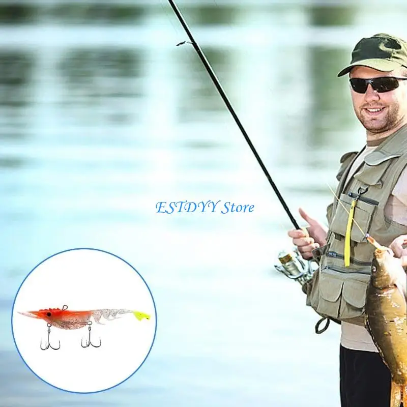 

G6DE Shrimp Fishing Lures Rubber Fishing Baits Prerigged Fishing Jig Lures for Freshwater and Saltwater Easy to Use