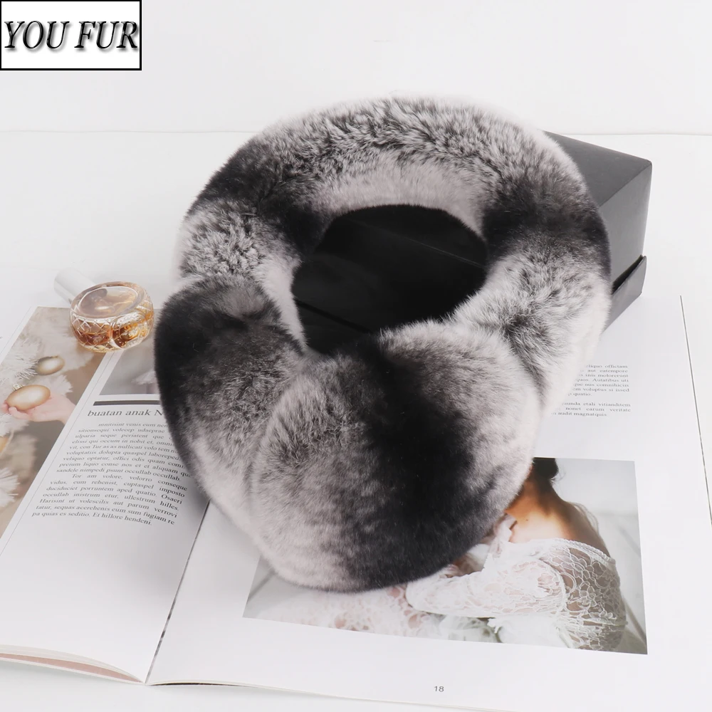 

New Arrival Lady Winter Outdoor Real Rex Rabbit Fur Earmuffs Women Warm Fluffy Natural Rex Rabbit Fur Earmuff Girls Fur Earflaps