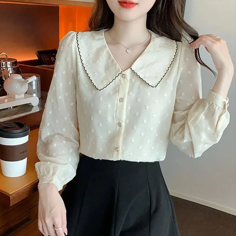 Blusa de Manga Larga para Mujer, Blusa de Gasa, Camisas, Blusas Mujer de Moda 2026, Blusas Femme, Camisetas, Blusa Feminina F518