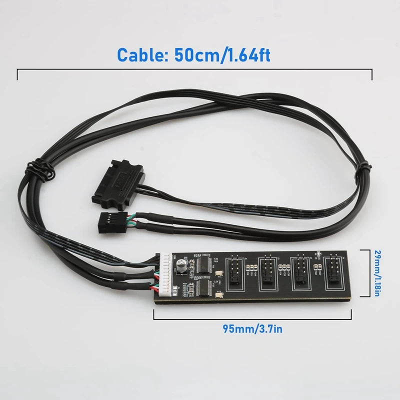 Splitter per intestazione USB 2X 9pin con cavo di alimentazione SATA, connettore Splitter USB 2.0 di estensione Hub USB interno per scheda madre