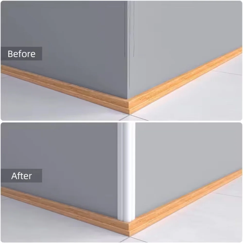 1 قطعة 78.74inX1.57in عصا حافة الحائط حامي ، حراس الزوايا الداخلية والخارجية ، زخرفة قولبة ذاتية اللصق للطاولة ، إطار الباب