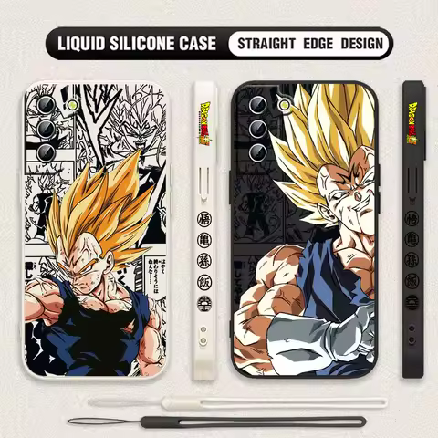 D-Dragon Ball Vegeta Creative For Samsung Galaxy S25 S24 S23 S22 S21 S10 FE Plus Ultra 5G Liquid Left Rope Phone Case Cover