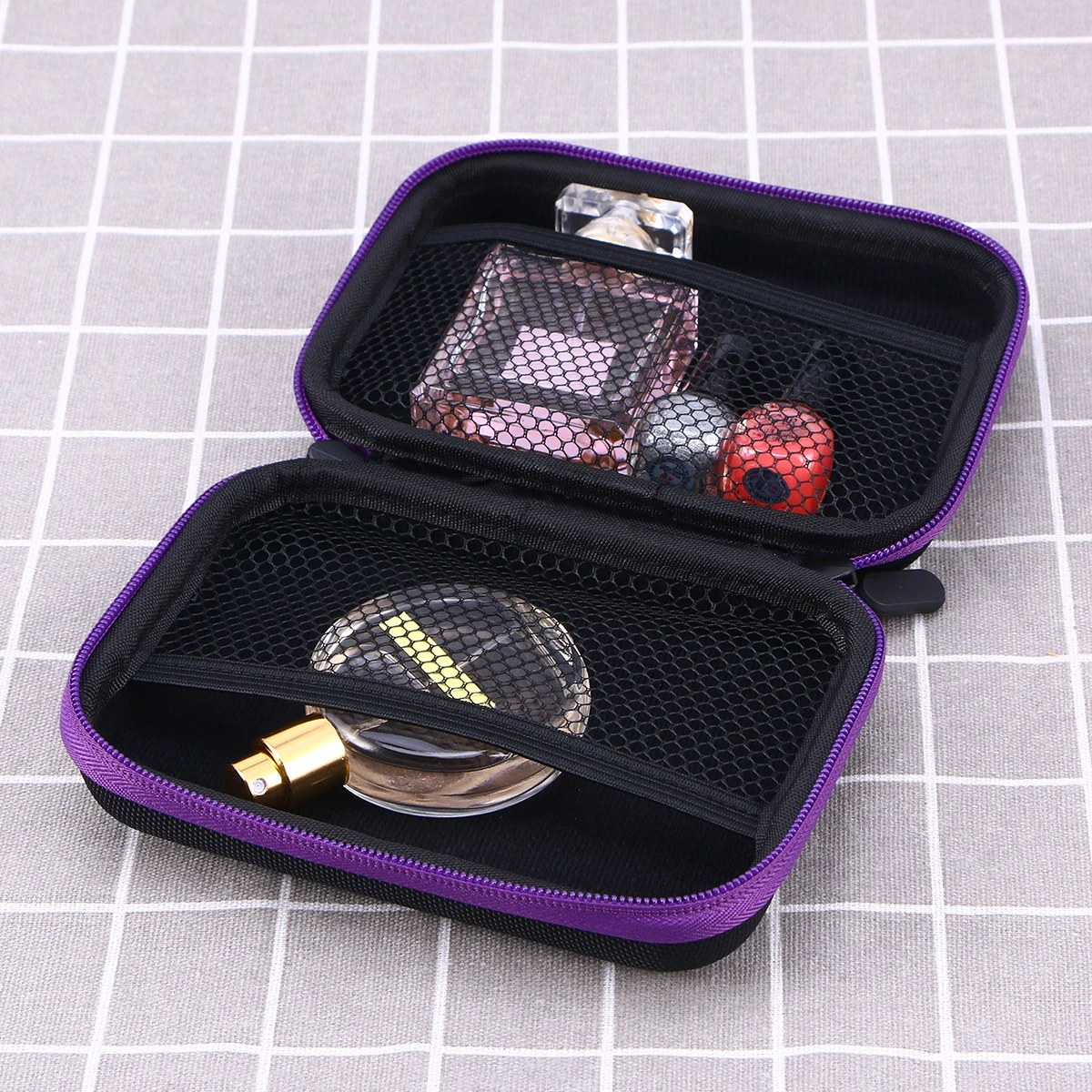 

Storage Box With Double Zipper Lipstick Perfume Holder Travel Case Great For Women