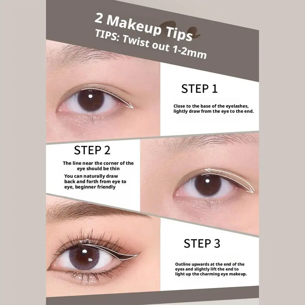 Lápices delineadores de ojos resistentes al agua, color gris, marrón y negro, para mujer, delineador de ojos en Gel Punk ahumado de larga duración, herramientas de maquillaje de belleza