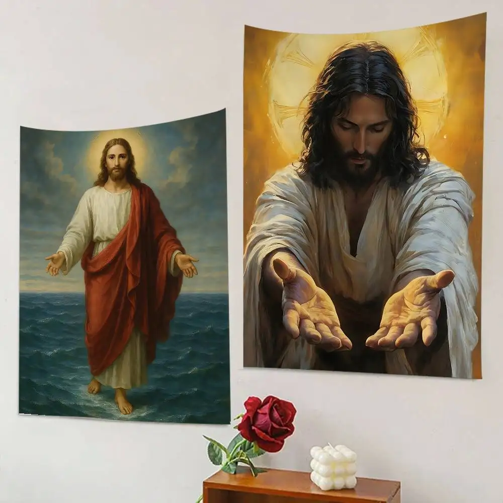 Classic Sacred Figure J-Jesus Printed Large Wall Tapestry Cheap Hippie Wall Hanging Bohemian Wall Tapestries Mandala Home Decor