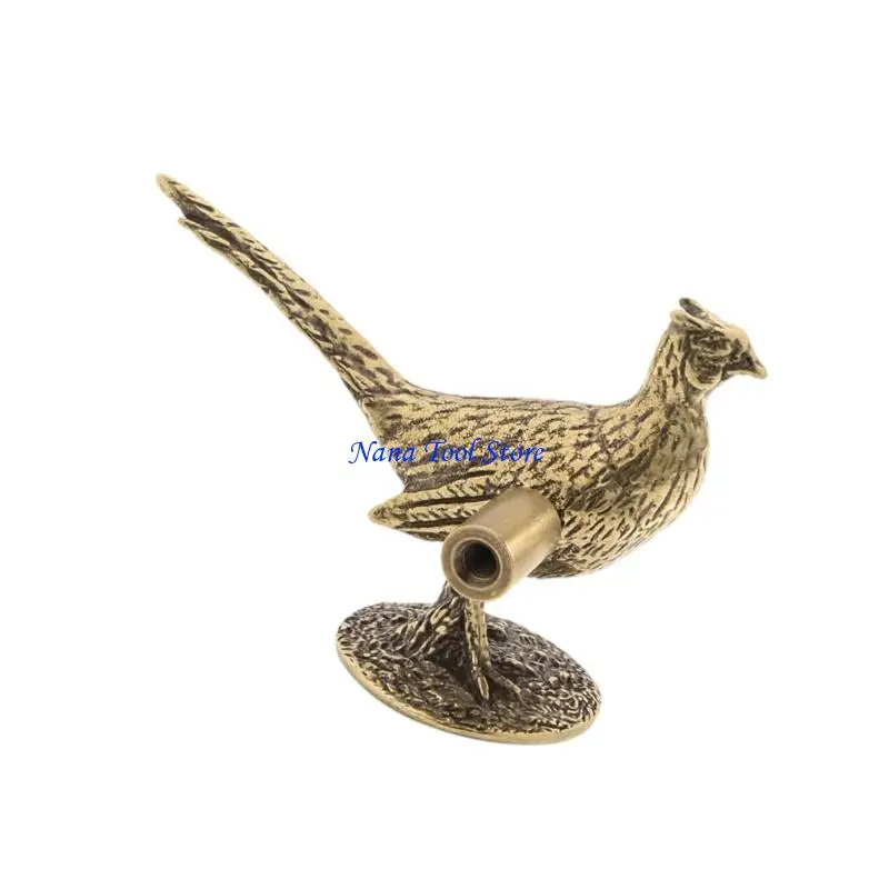 31GJ Antique Styles Brasses Drawer Pull with Long Tail Pheasant Carving Brasses Furniture Handle for Cabinets And Door
