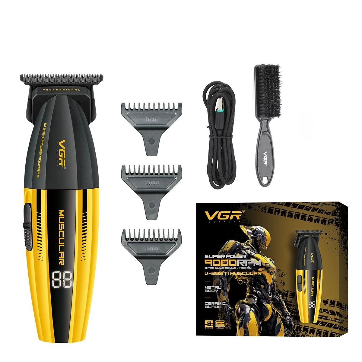 VGR Clipper Professioneel Haartrimmer Elektrisch Haarknipper 9000 RPM Haartrimmer Barbier Snoerloos Tondeuse voor mannen V-285