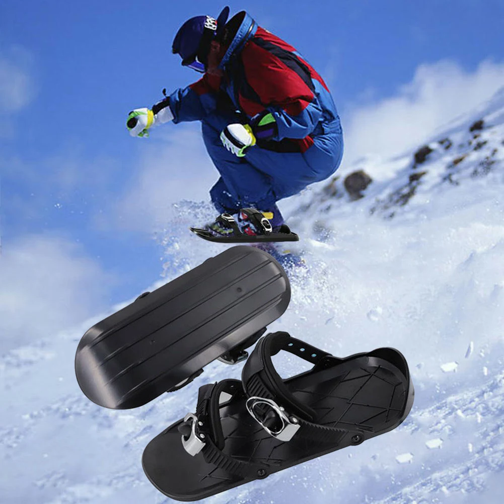 Mini Short Ski Skates Adjustable Portable Skiing Shoes Mini Ski Snowblades Snowboarding Shoes for Winter Outdoor Sports