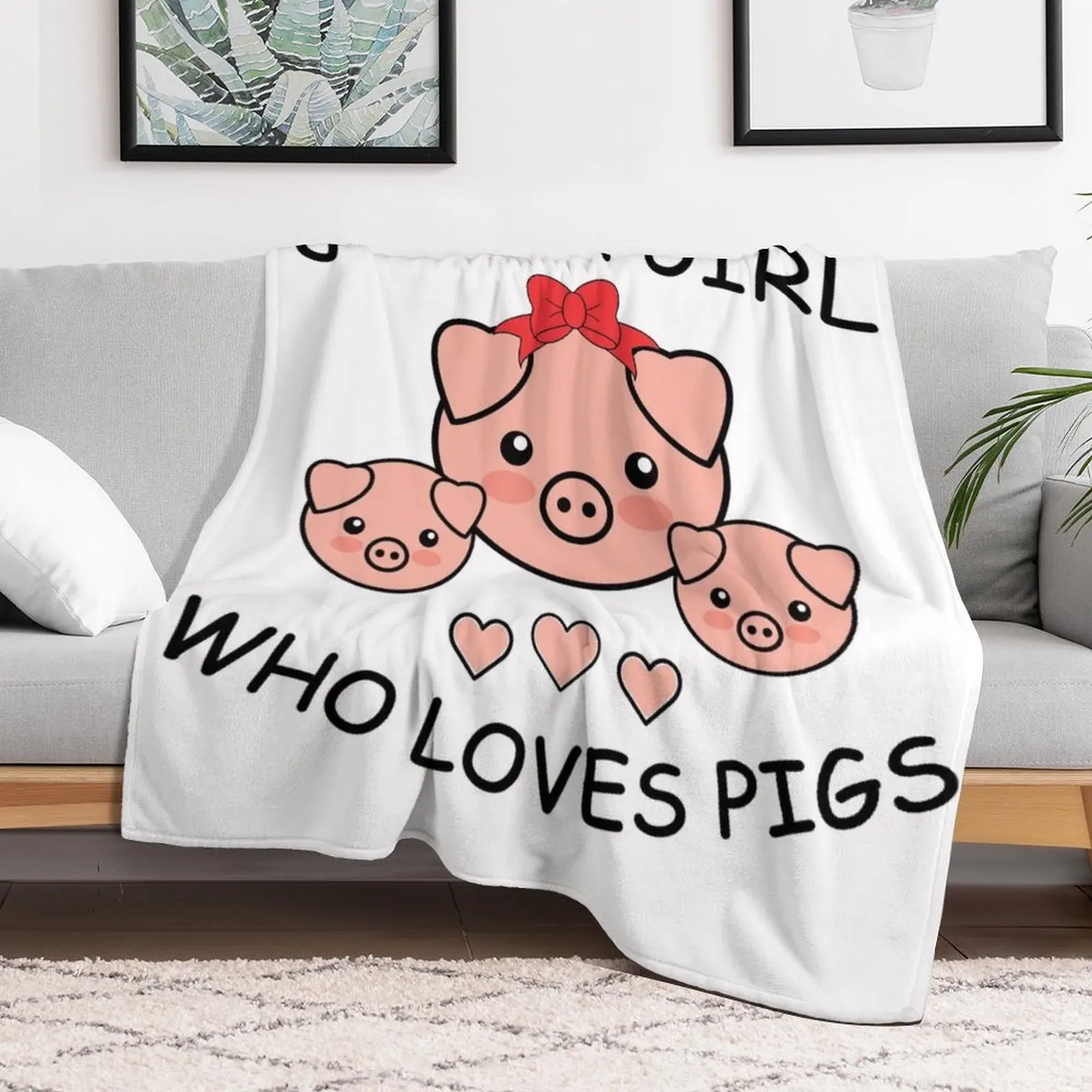 Just a Girl Who Loves Pigs, Cute Pigs Throw Blanket