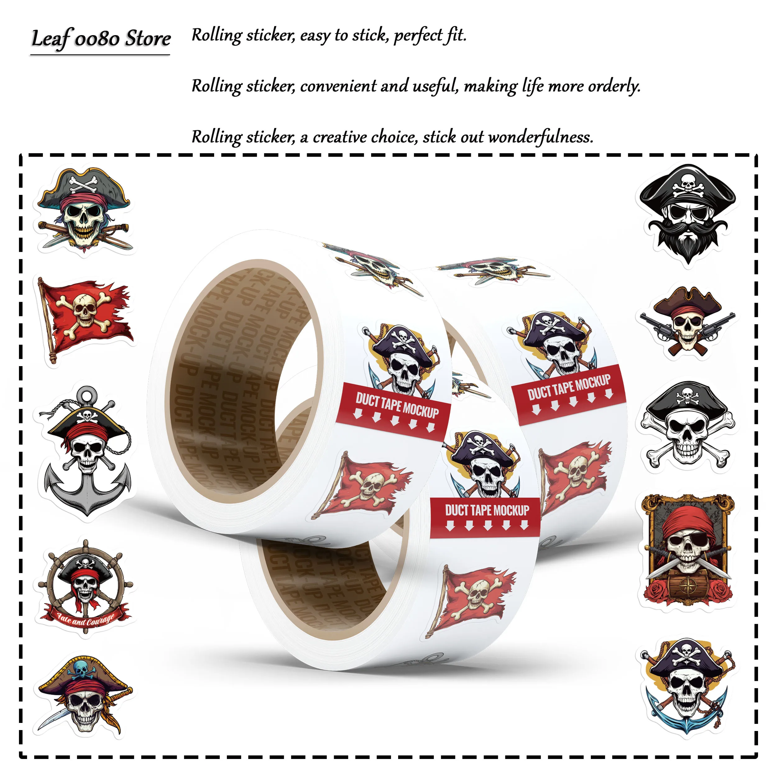 500PCS Pirate Captain Roll Stickers Cool Cartoon Toy Decals For Refrigerator Laptop Letter Phone Case Notebook Graffiti Stickers