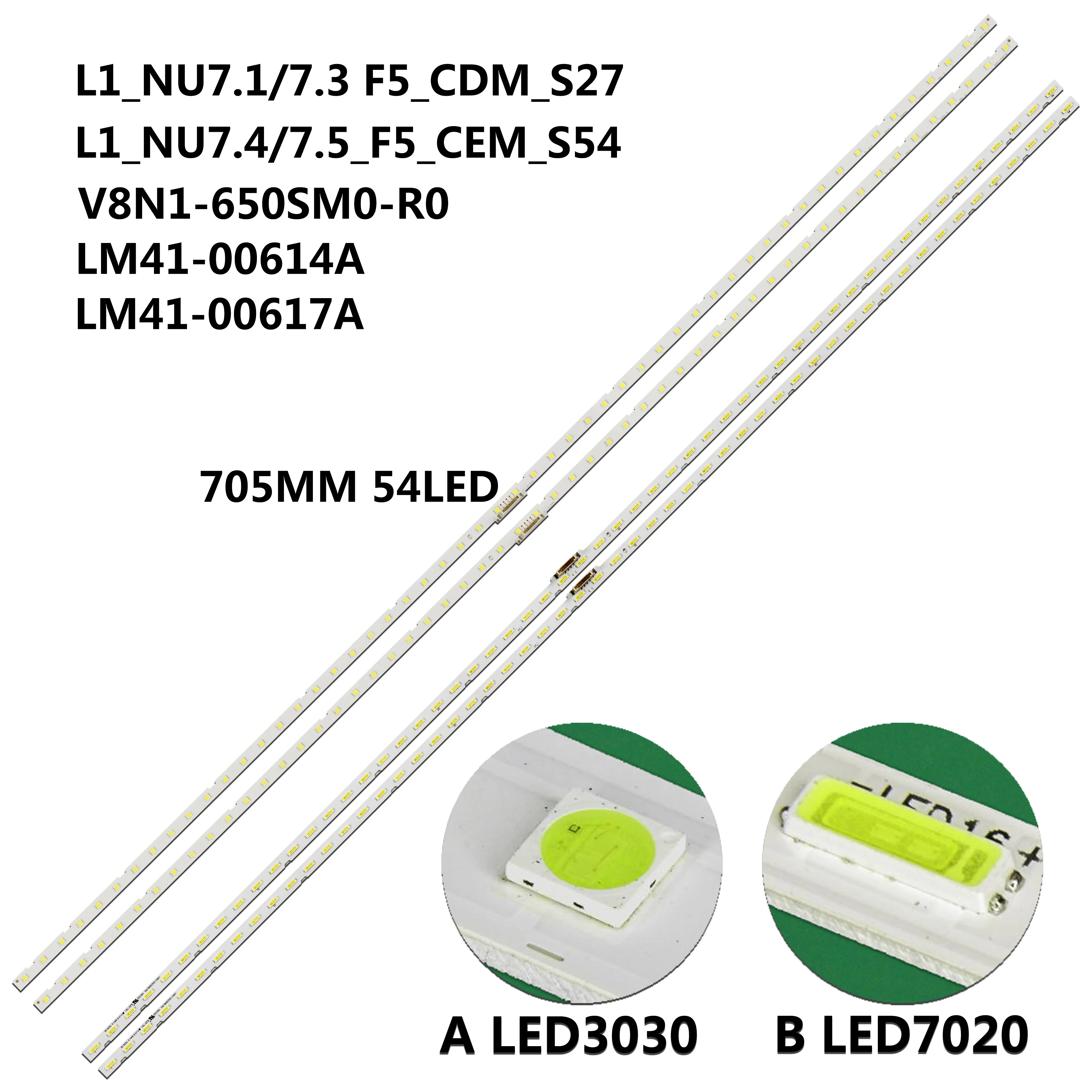 For 65" TV UE65NU7100 UN65NU7090 UE65NU7025 UE65NU7025K UN65NU7100G UN65NU7100 UE65RU7172 UE65RU7100 LED Strip V8N1-650SM0-R0