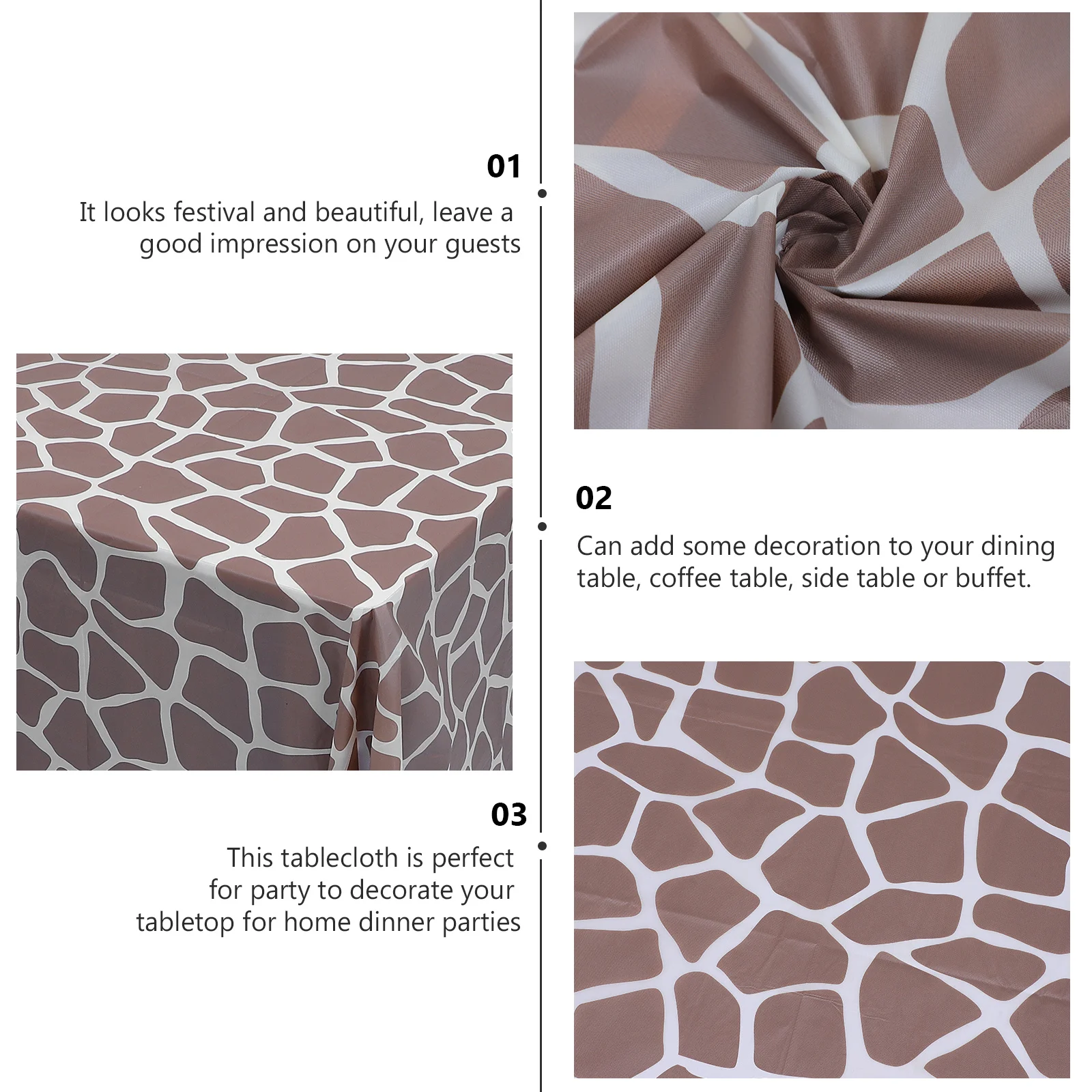 

2pcs Deer Print Tablecloth Waterproof Reusable For Party Dining Coffee Table Decoration Picnic Desk Protective Cover