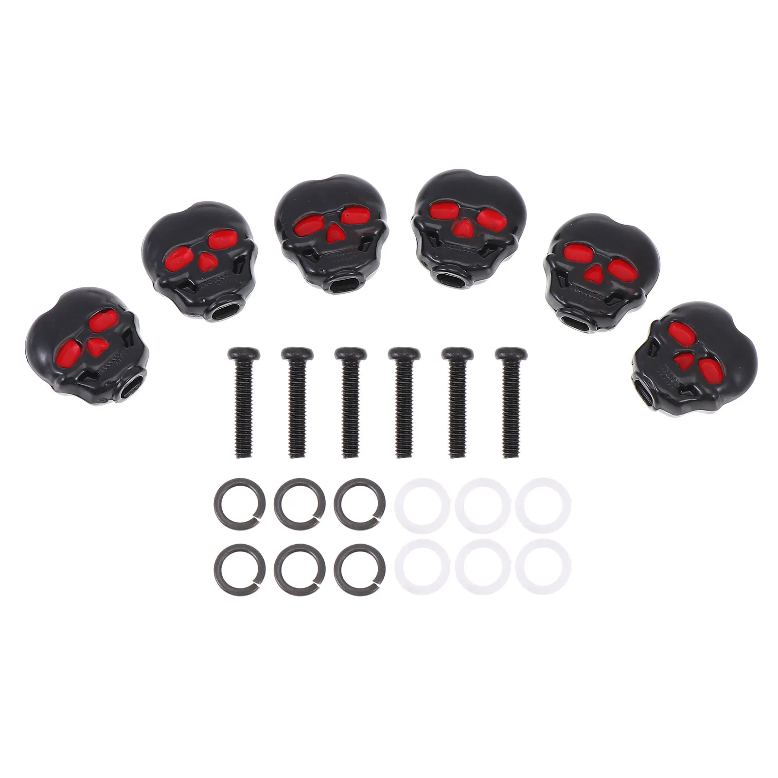 

6 Pcs Electric Guitar Tuner Pegs Black Skull Design Durable Metal Body String Fixing Folk Guitar Parts Accessories Replacement