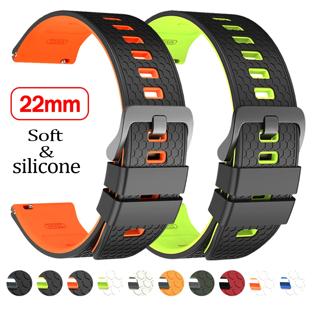 For COROS PACE 4 Sports Watch Bands For COROS APEX 46mm/APEX 4 42mm 2 Pro/PACE Pro 3 Soft Bracelet 22mm Two-Tone Silicone Strap