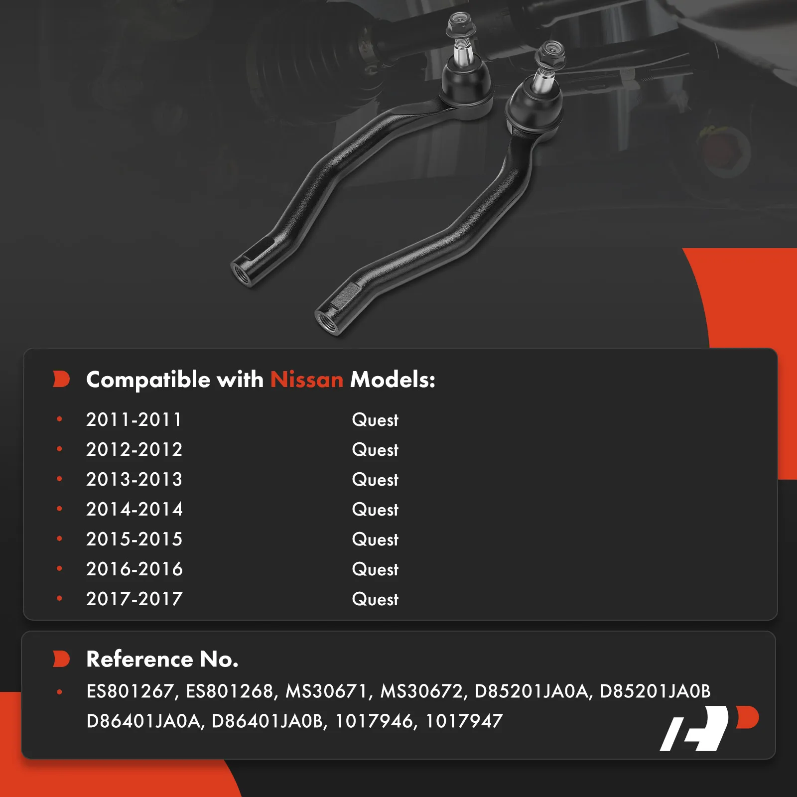 A-Premium 2x Front Left & Right Outer Tie Rod End for Nissan Quest 2011 2012 2013 2014 2015 2016 2017
