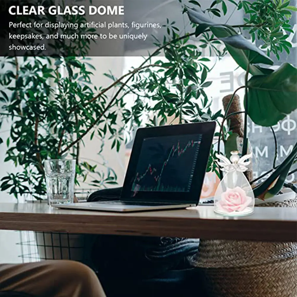Angel Shaped Clear Glass Dome for Preserved Flowers Eternal Floral Display Decor Creative Desktop Micro Landscape Vase Glass