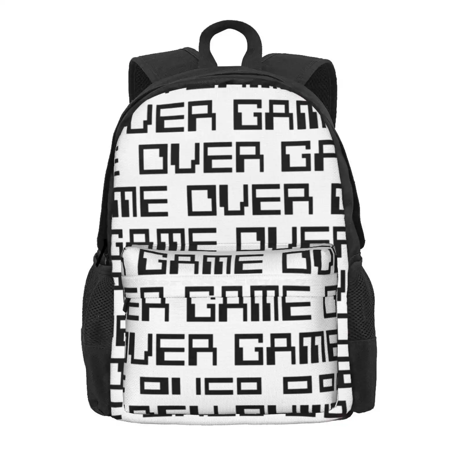 Game Over (Black) Hot Sale Schoolbag Backpack Fashion Bags Game Over Arcade Games Video Games