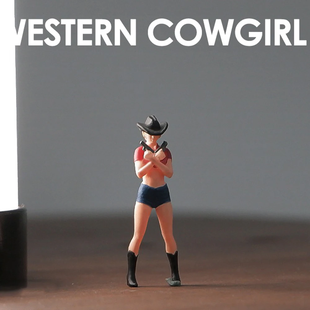 Kicarmod 1/64 Scale Model Figurine Western Cowgirl Figure in Scale Diecast Model Car Collectible