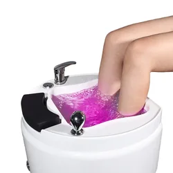 Ceramic foot bath foot therapy shop colorful lights surfing spa hotel spa acrylic commercial foot wash basin