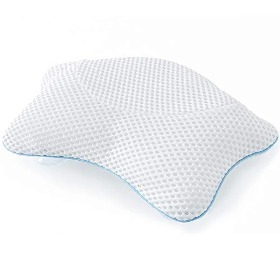 

Non Slip Bath Pillow Luxury Spa Bathtub Head and Neck Rest Support Permeable Quick Drying Air Mesh Tub Pillow with 4 Large Suct