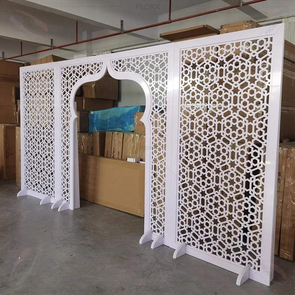 

FSDKX Factory Custom Personalized Carving Arch White Pvc Arch Backdrop for Wedding