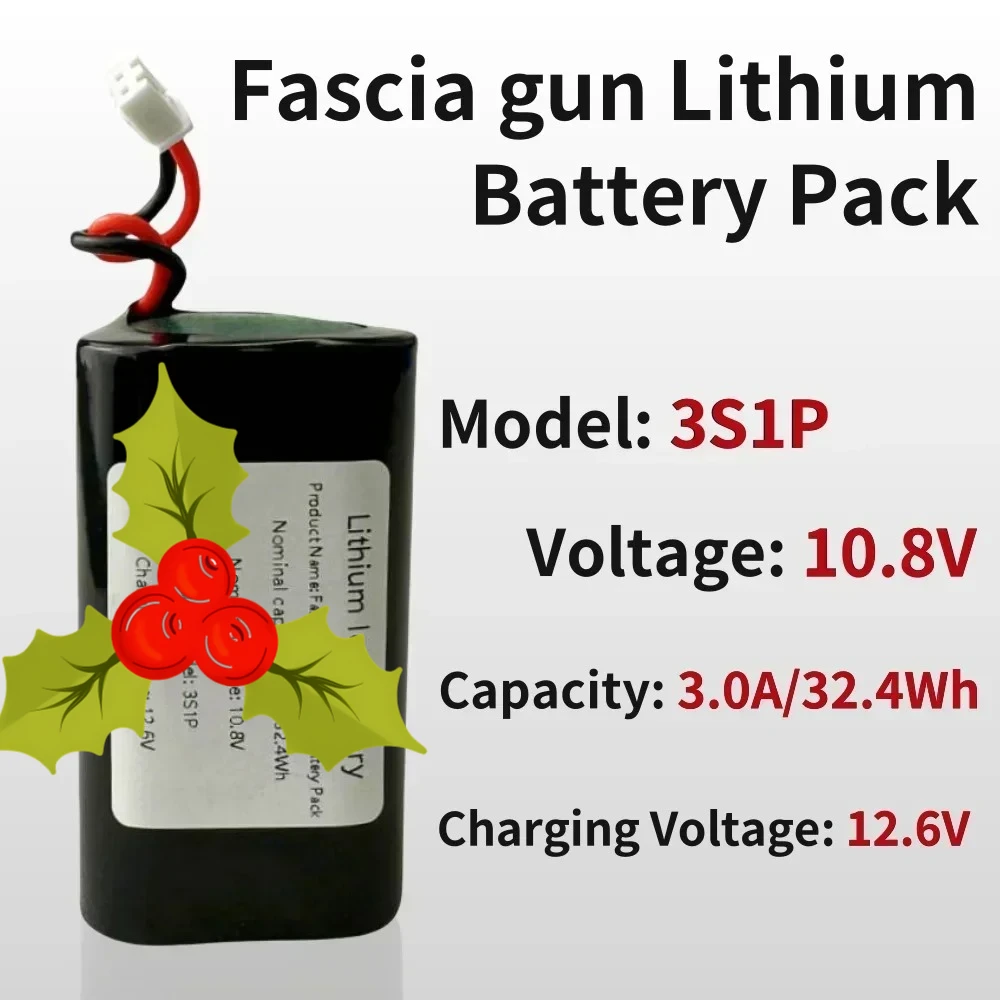 

18650 Lithium-Ion 3S1P Battery Pack 10.8V 3000mAh Rechargeable Battery For Massage Gun Fascia Machine Special Tool Batterys