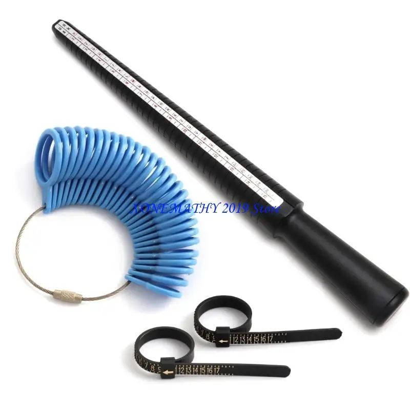 F42F Portable Ring Size Determinator Plastic Measuring Band for Wedding Jewelry