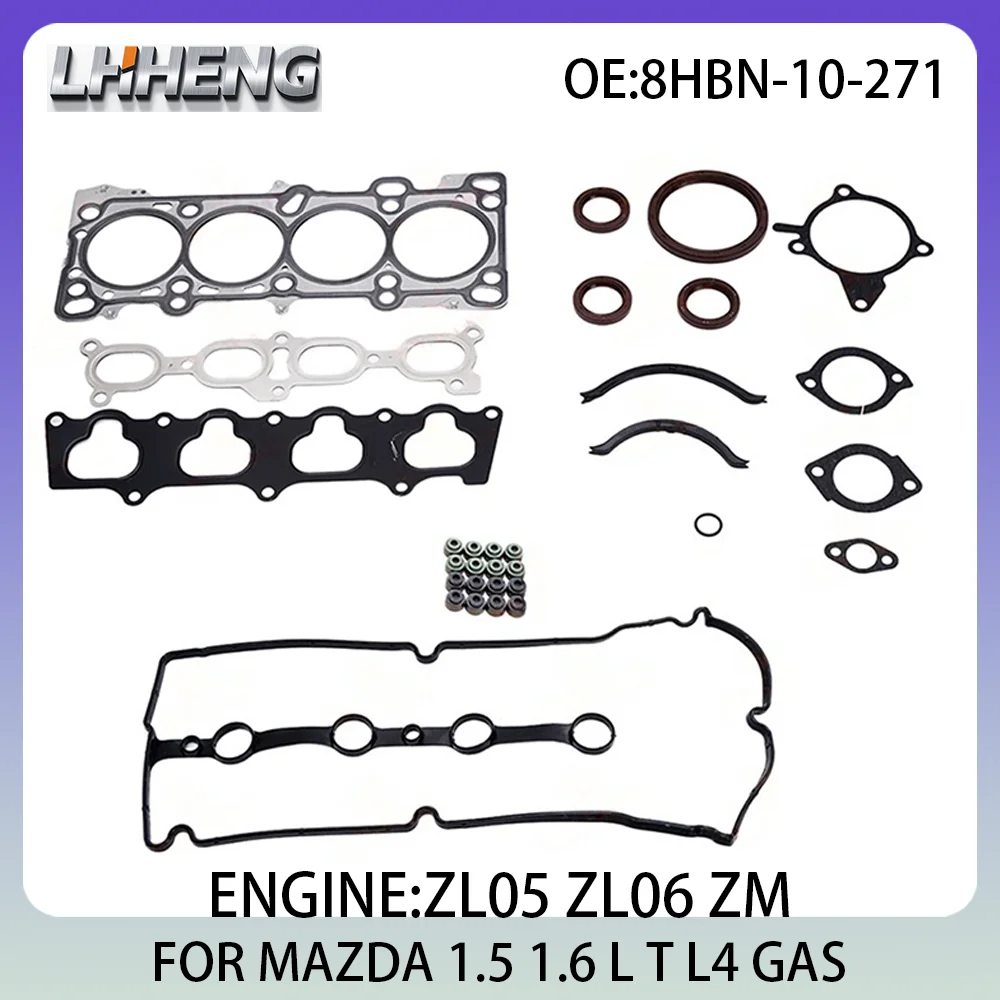 

Engine Full Overhaul Gasket Kit Rebuild Set For MAZDA 323 FESTIVA 1.5L 1.6L 1.5 1.6 L T L4 GAS 98-04 ZL05 ZL06 ZM 8HBN-10-271