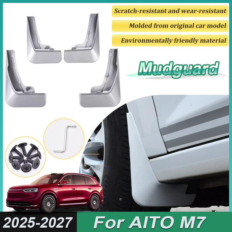 

For AITO M7 Accessories MK2 2025 2026 2027 4PCS Painted Car Front Mudguards Splash Guard Rear Muds Fender Wheels Car Accessories