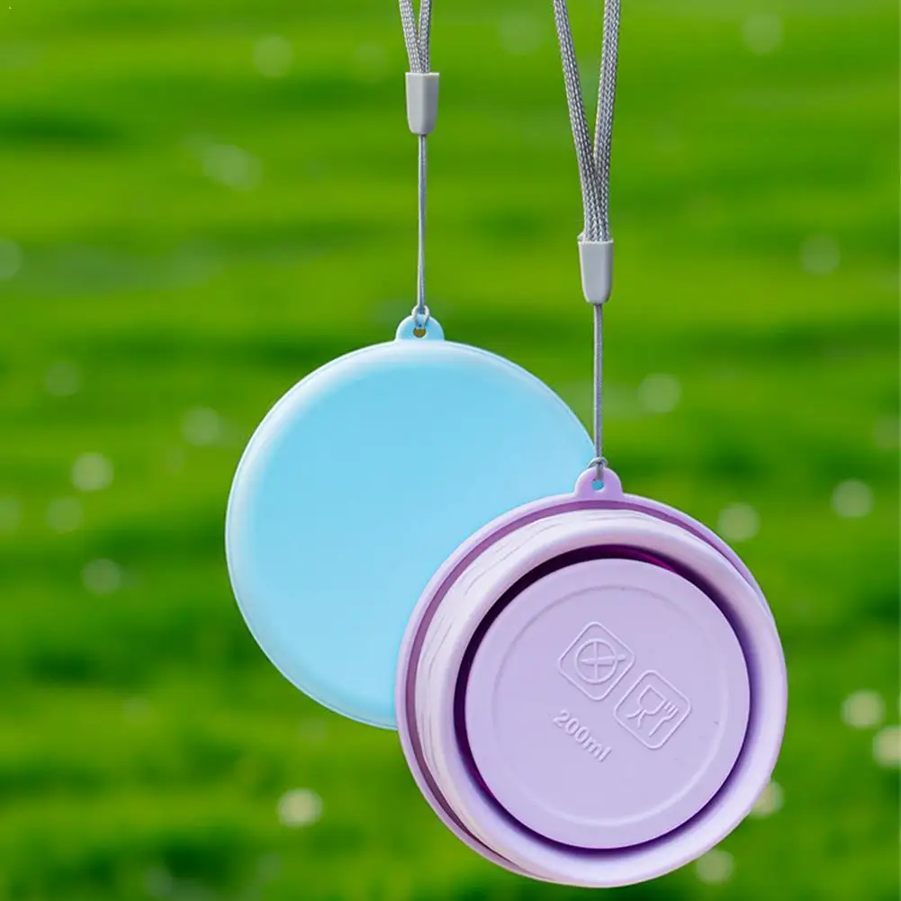 

200ml Silicone Collapsible Cup With Lid Retractable Cup Drinking Mug Camping Portable Cup For Outdoor Hiking Camping