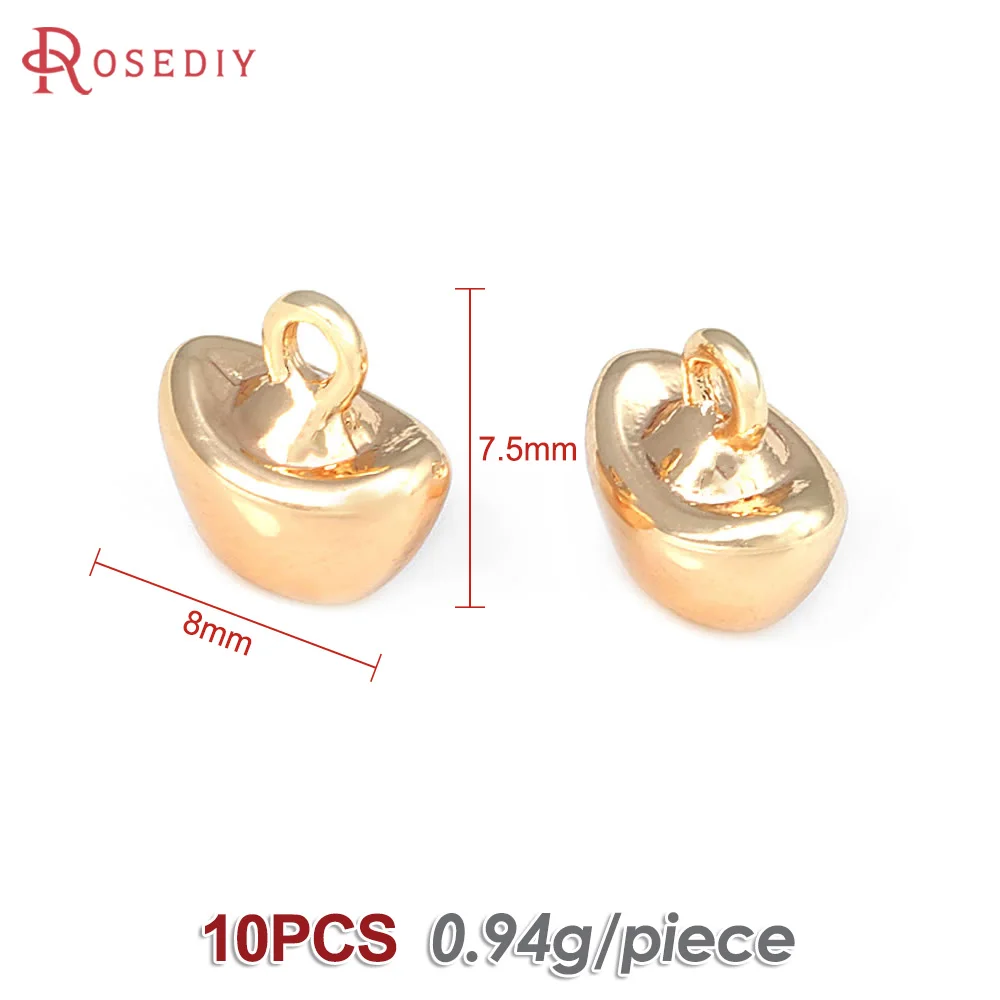 10PCS 18K Gold Color Brass Yuanbao Charms Pendants High Quality Jewelry Making Supplies Necklace Earrings Accessories for Women