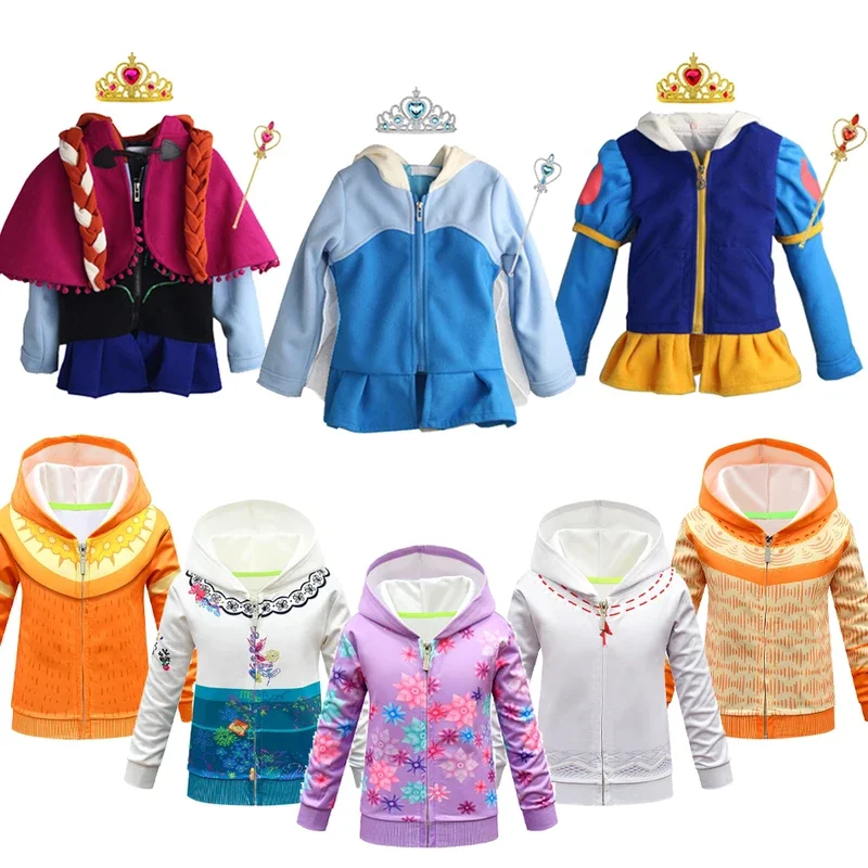 Kids Girls Coat Elsa Snow White Anna Outwear Coat Children Winter Encanto Jacket Princess Clothing Outfits Cute Hoodies Clothes