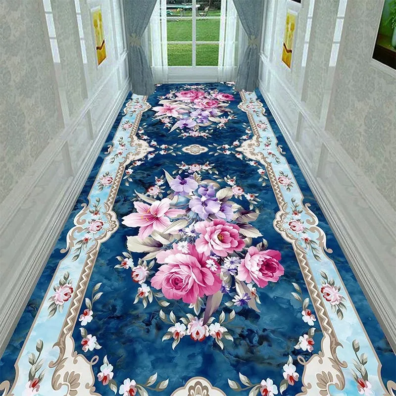 

Luxury Long Corridor Carpet Non-slip Red HOTEL Floor Mat European Hallway Runner Home Decoration Room Lint-free Bedsdie Rug