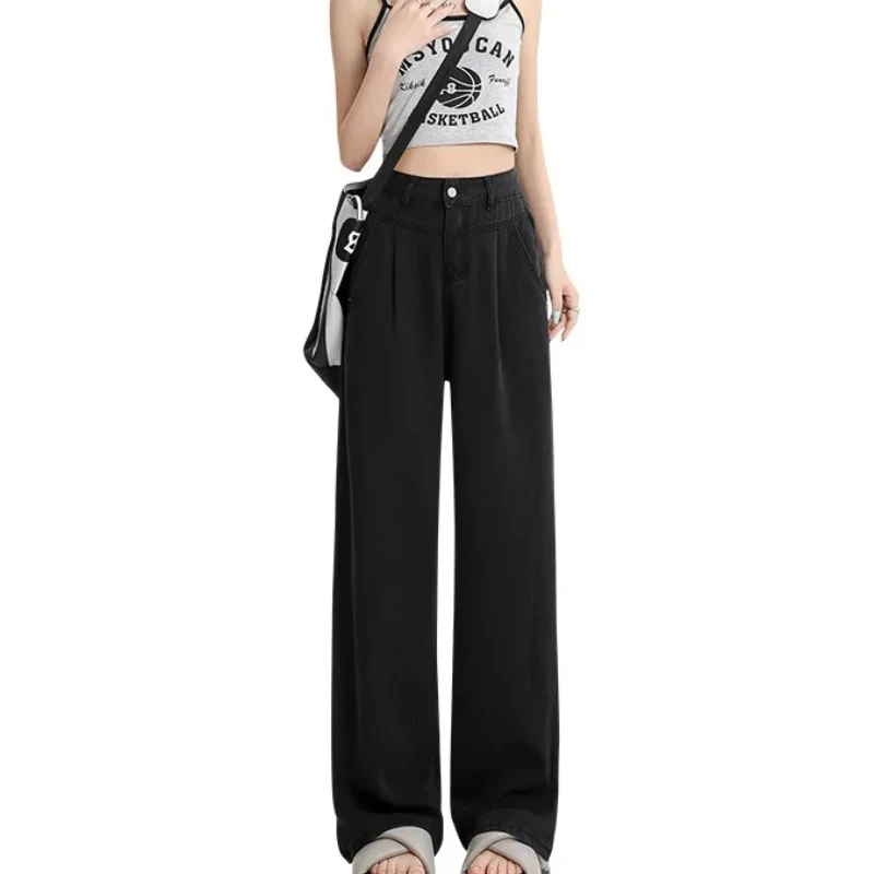 Corea a vita alta moda jeans a gamba larga femminile Y2k vestiti pantaloni larghi ragazza estate pantaloni in denim blu pantaloni a gamba larga per le donne
