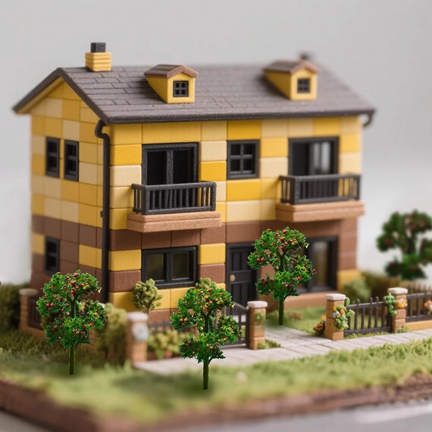 Zestaw 10 mini drzewek do dioramy krajobrazowej, 5-7 cm, plastikowe drzewka jabłoni i pomarańczowe drzewka owocowe do modeli kolejowych, majsterkowania, modeli architektonicznych.