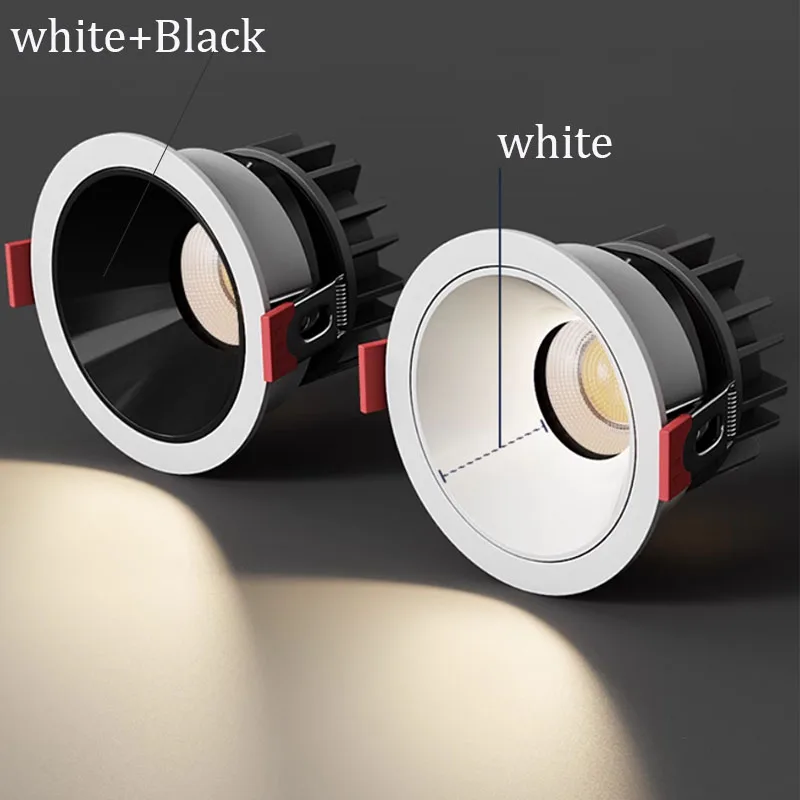 Downlight Dimmable Anti Glare Recessed AC220V 110V 240V 7W 12W Lamp Round Led Cob Ceiling Room Bedroom Spot Light