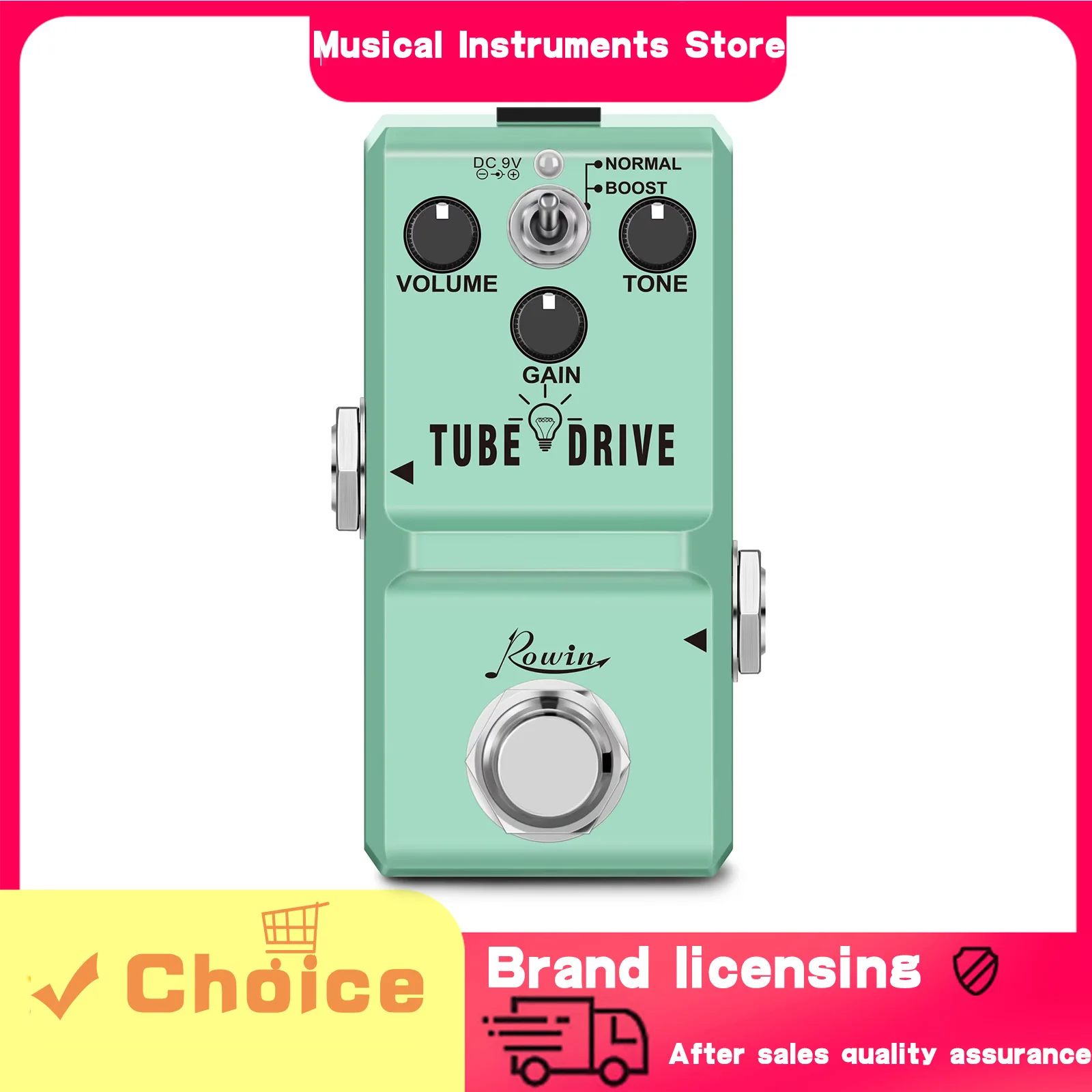 

ROWIN гитарная педаль эффектов, трубчатый привод, трубчатый привод, педаль эффектов Overdrive, педаль True Bypass, аксессуары для электрогитары