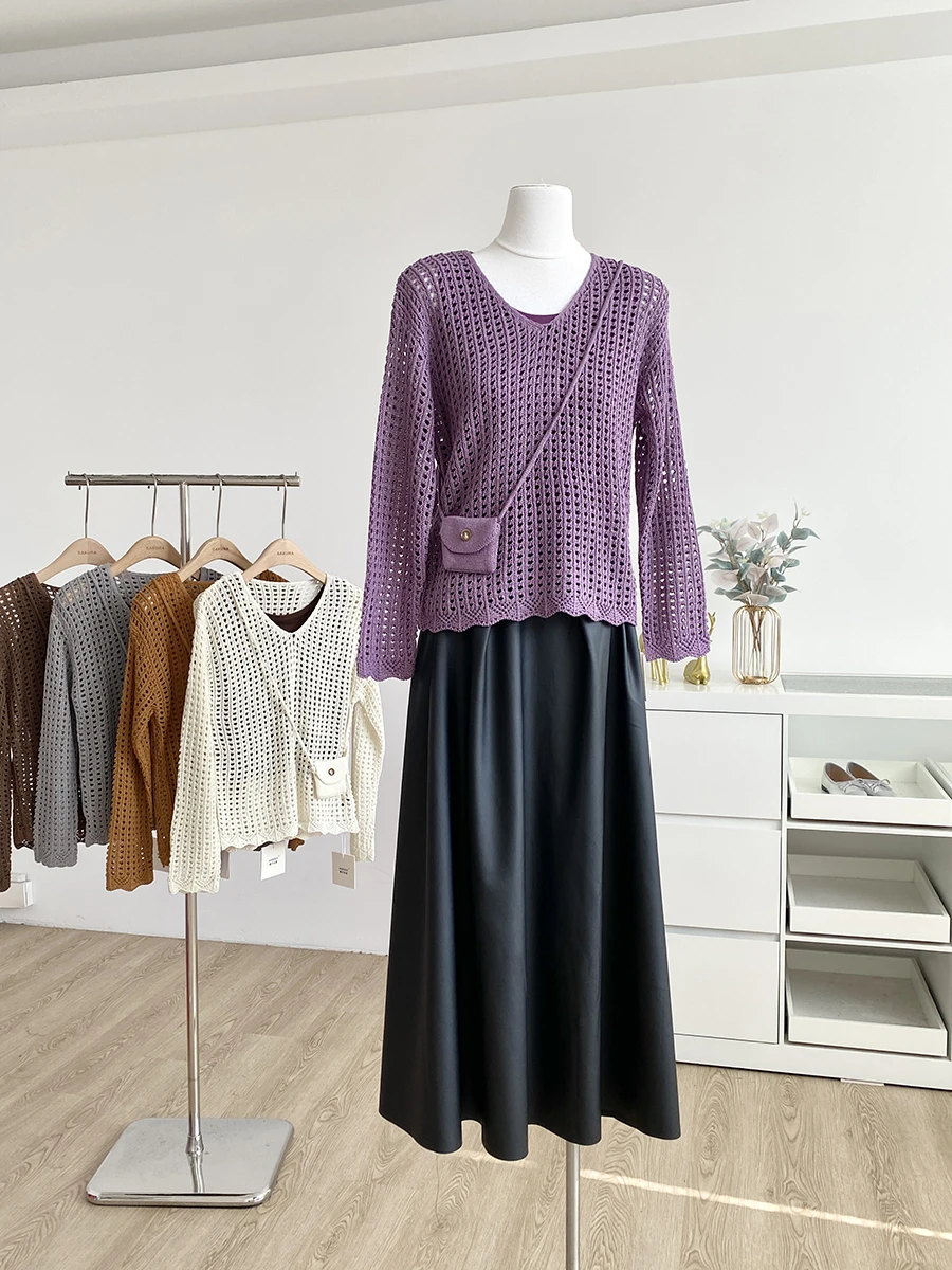 

Осенний вязаный жилет-накидка 2025 года в винтажном стиле, свободного кроя, с длинными рукавами, для ношения под одеждой, из полиэфирного волокна, в повседневном стиле