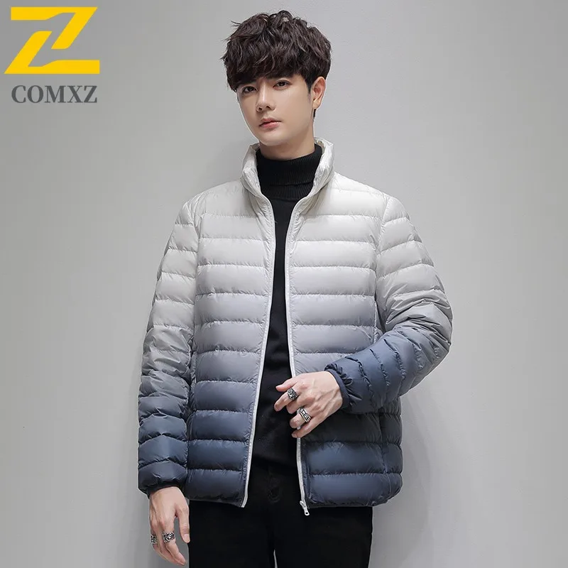 COMXZ Bread Jacket Gradient Versatile Loose Lightweight Casual Skiing Puffer Jacket Urban Minimalist Winter Jacket Men Clothing