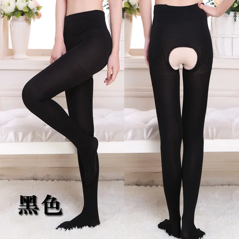 Autumn and Winter Fleece-lined Thickened Open Leggings Light Leg Skin Brushed Ninth plus Size Leggings Stirrup pantyhose