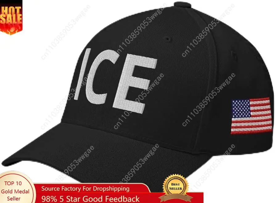 

Embroidered hat ICE Hats Structured Flex Fit Baseball Cap US Immigration Customs Border Hat