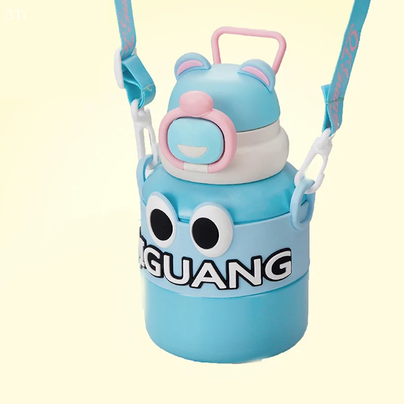 แก้วเก็บความร้อนสําหรับเด็กขนาด 600 มล. 316 สแตนเลสการ์ตูนน่ารักถ้วยน้ําฝาคู่
