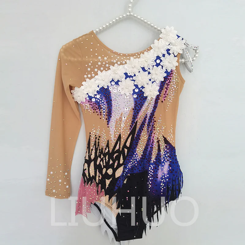 

LIUHUO Rhythmic Gymnastics Leotard Purple-Black Competitive Gymnastics Performance Clothing
