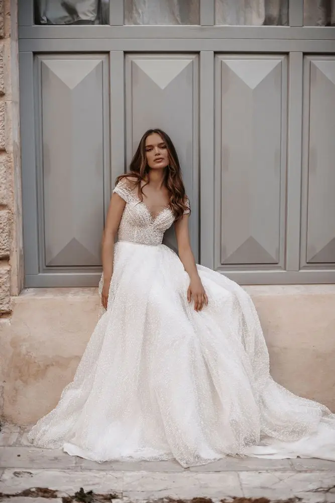 Vestido De novia bohemio con hombros descubiertos, traje De boda De línea A, transparente en la espalda, hecho A medida, 2024