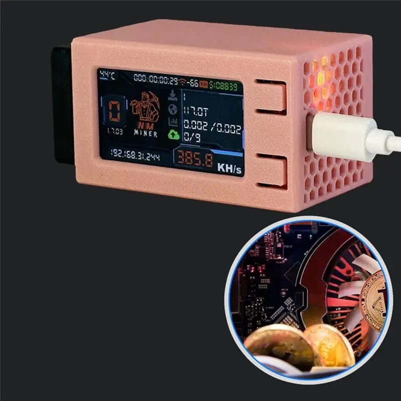 AT21-BTC Solo Lottery Miner Bitcoin Crypto Miner BTC Miner Nerd Miner With Cool Fan Nmminer Nerdminer V2 Pro Max 390KH/S